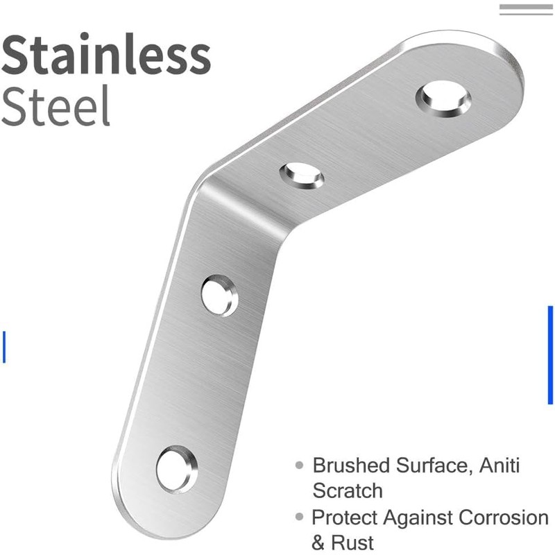 LuckIn 40 Pcs L Bracket Stainless Steel Corner Brace Sets,