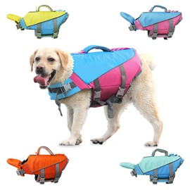 Kosgraiy Dog Life Jacket with Removable Front Float,High Buoyancy Adjustable Dog Life Vest,Pet Safety Swim Vest with Rescue Handle for Swimming and Boating,Blue,S