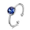 AOBOCO 925 Sterling Silver Created Sapphire Ring September Birthstone Adjustable
