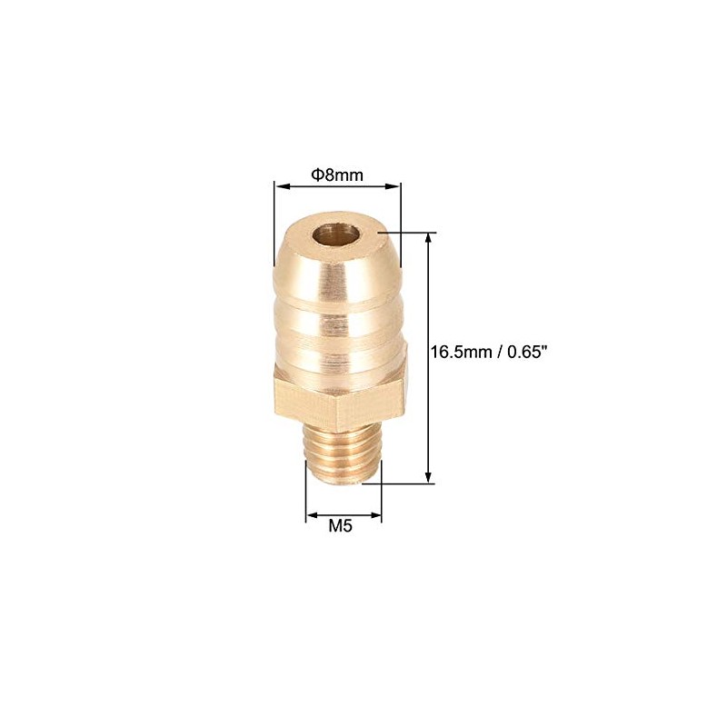 sourcing map Brass Metric Barb Connector Hose Nozzle 8mm x