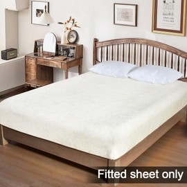 PHF Truly Velvet Fitted Sheet Only King Size, Luxury Super Soft Cozy Comfy Fleece Bottom with 15" Deep Pocket, Suitable for Fall Winter and Spring, No Pillowcases, Snow White