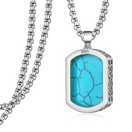 Genuine Turquoise Necklace 925 Sterling Silver Celtic Knot Necklace Vintage Western Nature Gemstone Real Turquoise Jewelry for Women