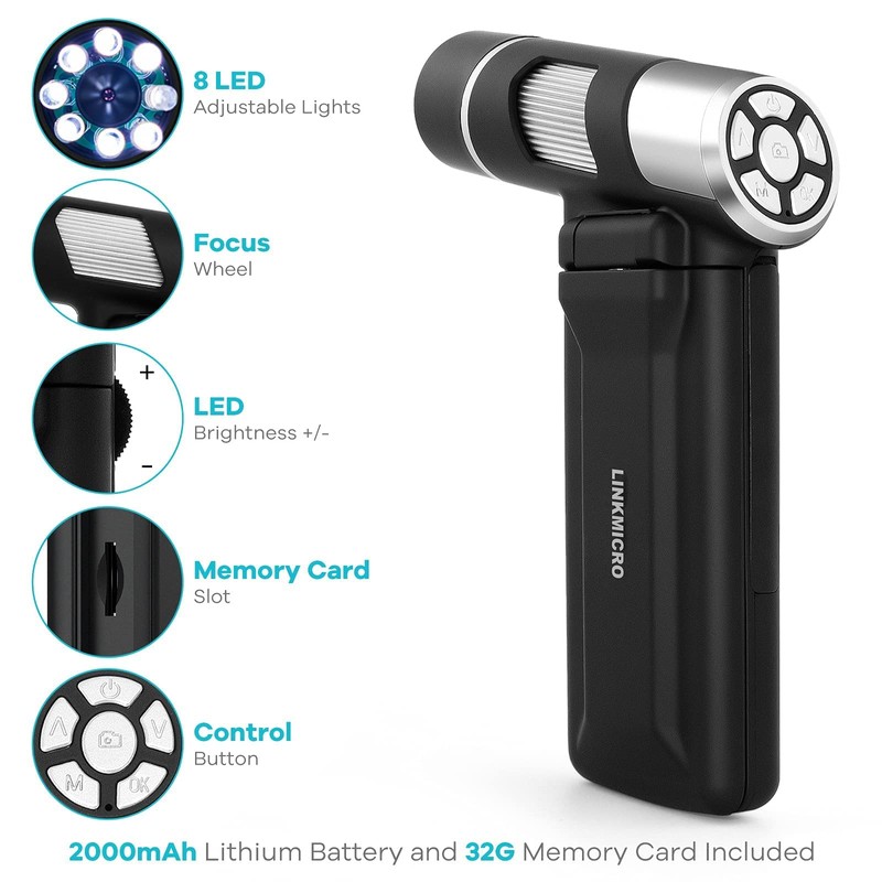 LINKMICRO LM203 Handheld LCD Digital Microscope with Metal Stand, 4