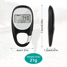 flintronic Pedometer 3D Walking Pedometer, Portable Sports Pedometer Clip On, Track Steps and Miles/Km Calories Burned in Real Time, Pedometer for Older Kids/Fitness Men/Women/Elders, Black