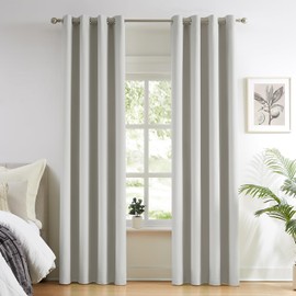 Melodieux Blackout Curtains for Bedroom Cotton Textured Curtains 96 inch Length 2 Panels Set Grommet Window Curtains for Living Room Thermal Insulated Privacy Blackout Drapes (Off White, 52 x 96 Inch)