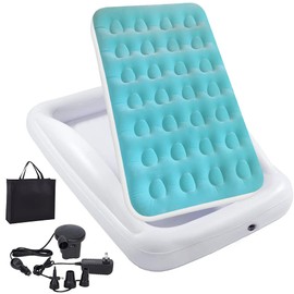 Fahuac Fahuac Inflatable Kids Travel Bed Toddler Air Mattress Set,Portable Blow Up Mattress Sleeping Bed Cot with Bed Rails and Electric Pump Ideal for Road Trip