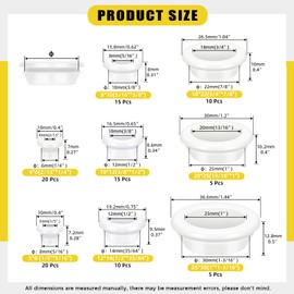 Mardatt 52Pcs Rubber Grommets Kit, 16/20/22/25/30/38mm Round Double Sided Rubber Grommet Firewall Solid Closed Hole Plug Wire Protection Grommets for Drill Hole Wire Electrical Appliance Plumbing