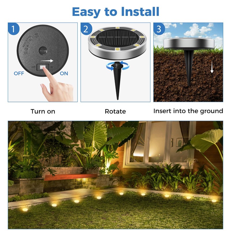 Peasur 2 Pack Solar Lights Outdoor Garden, Solar Ground Light,