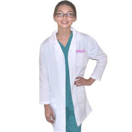 My Little Doc Custom Kids Lab Coat, Includes Embroidered Name, Size 12/14 White