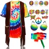 Hotop 15 Pcs 60s 70s Women Men Hippie Costume Set