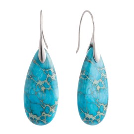 SELOVO Women Girls Blue Turquoise Stone Fishhoop Dangle Drop Earrings Silver Tone