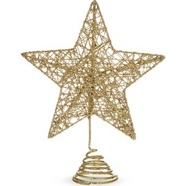 Gold Colour Glitter Tree Top Star - 15cm by Gisela Graham