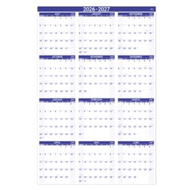 2026-2027 Yearly Wall Calendar - Calendar 2026-2027, Jul 2026 - Jun 2027, Large Wall Calendar 26-27, 12 Month Calendar, Bonus Pocket, 34.3" x 22.8"（Open）, X-Large, Vertical - Purple