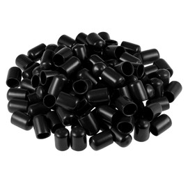 TOP-VIGOR 100Pcs Rubber End Caps, 12mm ID Round Flexible Screw End Caps Thread Protectors, Black Vinyl Bolt Covers Rubber Covers for Screws, Tubes, Cables, Wires, Cyling, etc