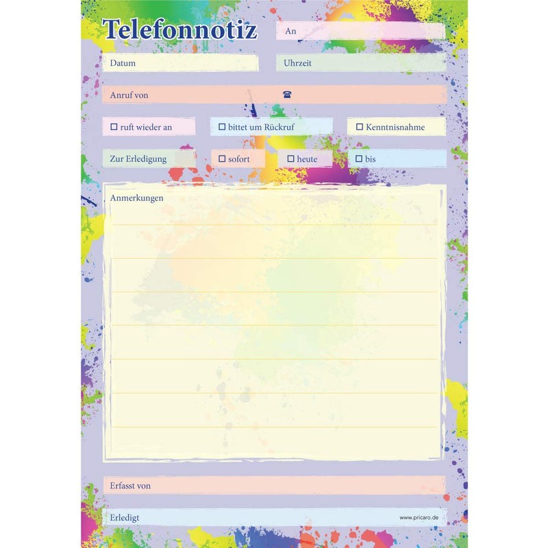 PRICARO 5 x A5 Splash Telephone Notepad