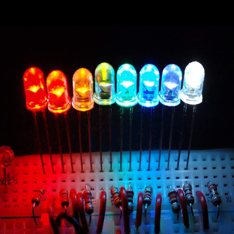 Novelty Place 100 Pcs (5 Colors x 20pcs) 5mm White/Red/Yellow/Green/Blue