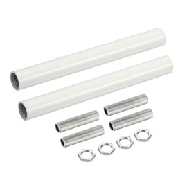 sourcing map Set of 2 Extension Rod Set M10 3.94 Inch Union Nut with Threaded Pipe White
