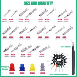 Twidec/755PCS Car Electrical Wire Terminal Pins Connector Kit 21Type 1/1.5/1.8/2.2/2.8/3.5mm Auto Electric Connector Pins Terminal Non-Insulated Plug Removal Male Female Crimp Pins