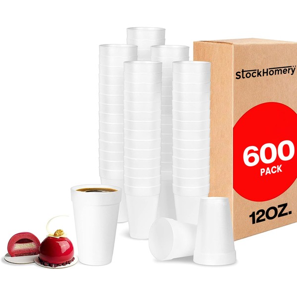 StockHomery 12 Oz Foam Cups Lightweight Insulated Foam Cups for