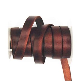Glory Qin - Tira de piel plano de piel vacuna auténtica de 2 yardas de 10 mm x 2 mm, 10 mm de ancho para hacer joyas LeatherRush (café 2 yardas)