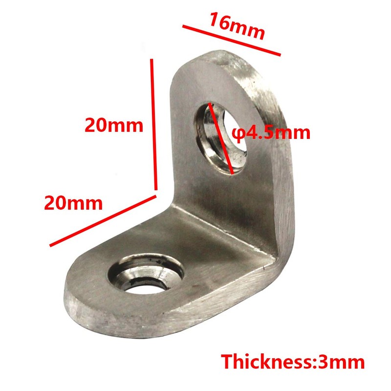 (30 Pieces) 20x20x3mm Angle Connector Corner Brackets (Thickness 3mm) Stainless