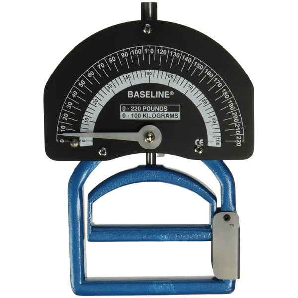 Baseline Smedley Spring Adjustable Handle Hand Dynamometer with Carry Case for Precision Measurement of Hand, Grip and Forearm Strength, 0 to 220 lbs. Force Range
