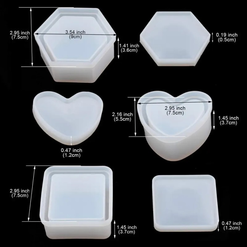 Molde De Resina Para Caja, Joyería, Corazón Hexagonal