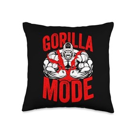 Gorilla MODE Gorilla Fitness Workout Sport Sports Freak Throw Pillow