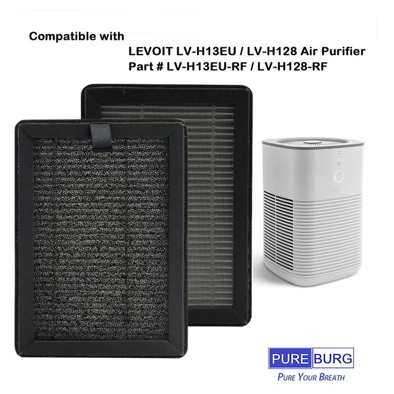 PUREBURG 4-Pack Replacement 3-in1 HEPA Filters Compatible with LEVOIT LV-H13EU
