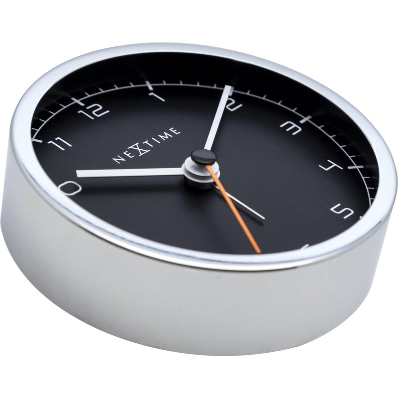 NexTime alarm clock, COMPANY ALARM very silent, black/metallic, ø 9