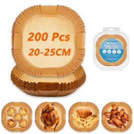 Marakruki Air Fryer Liners, 200pcs Air Fryer Liners Square-9.8inch/25CM*4.5CM, Non-Stick Air Fryer Parchment Liners, Air Fryer Disposable Paper Liner for Extend its lifespan…