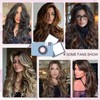 Honey Blonde Long Wavy Layered Synthetic Wig with Bangs for