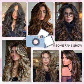 Honey Blonde Long Wavy Layered Synthetic Wig with Bangs for Women
