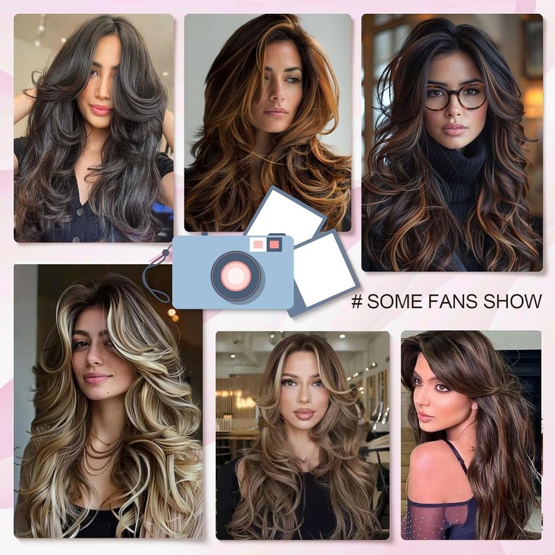 Honey Blonde Long Wavy Layered Synthetic Wig with Bangs for