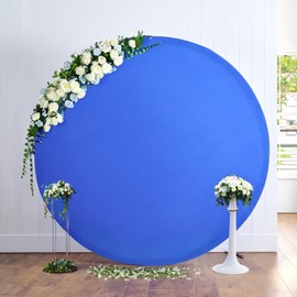 7.2FT Royal Blue Round Backdrop Covers Circle Background Covers for Birthday Party Baby Shower Wedding Photography Circle Arch Cover, Suitable for 7ft/7.2ft Circle Stand