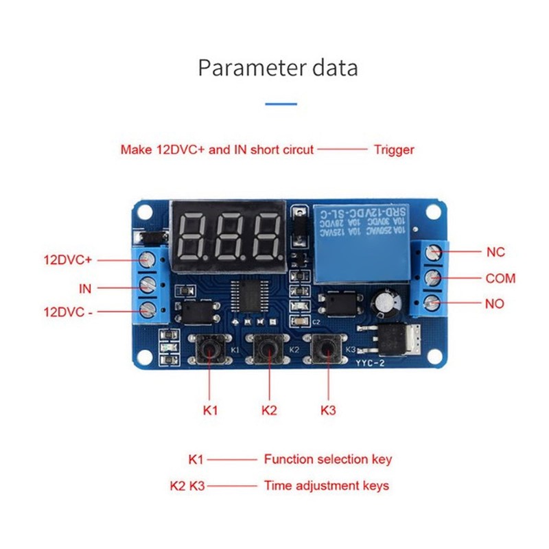 DC 12V Timer Relay 4 Mode Adjustable Digital Delay Relay