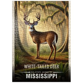 MyPuzzle Mississippi, White-Tailed Deer: State Animals Series - Premium 500 Piece Jigsaw Puzzle for Adults