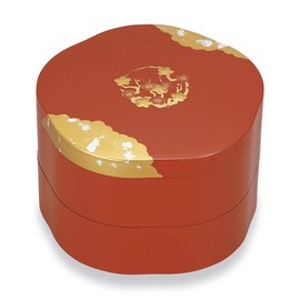 Mitani M17257-7 Yamanaka Lacquerware Heavy Box, Vermilion, 6.5 inches (16.5 cm), Yamanaka Lacquerware, Plum Flower, 5.5, Plum Shape, Double Layer,