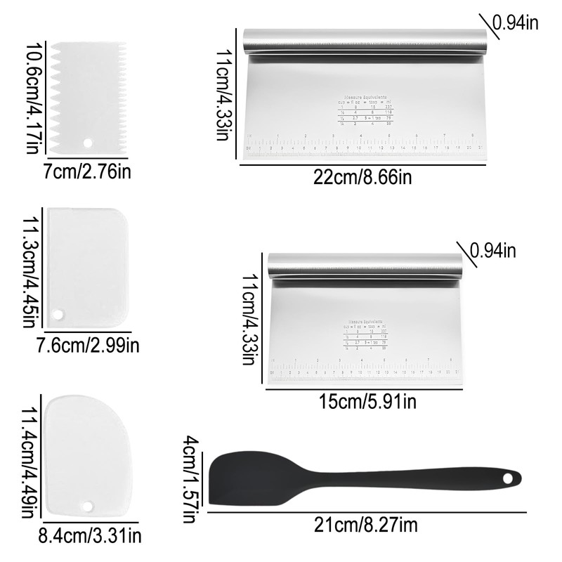 DBAILY Dough Card, Kitchen Scraper, Set of 6, Dough Scraper,
