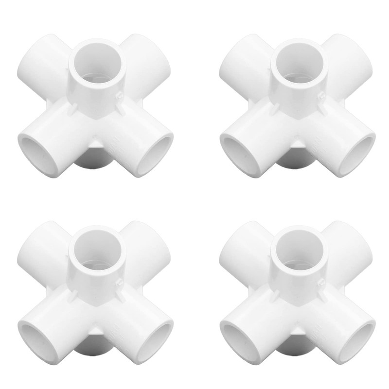 10PCS PVC Plastic Pipe Connector 6 Way Corner Elbow Fittings