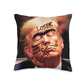 Trump sleeping in court meme with marker graffiti Throw Pillow