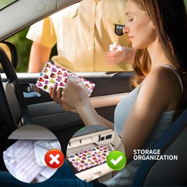 ADUQLZUX Leather Car Registration and Insurance Card Holder, Cute Car Accessories Vehicle Glove Box Car Organizer for Documents, Cards, License Cute Colorful Owls