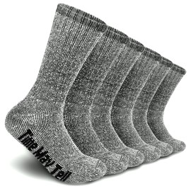 Time May Tell Mens Merino Wool Hiking Cushion Socks Thermal Warm Crew Winter Boot Socks Pack (Dark Grey(3 pairs), US Size 5-9)
