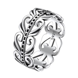 Suplight 925 Sterling Silver Celtic Knot Ring, 8mm Retro Scottish Celtic Band Rings for Women Girls Size 10