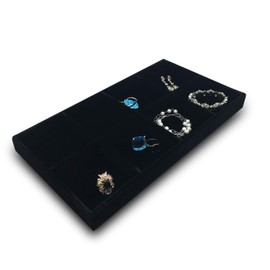 The Display Guys - Stackable Jewelry Tray and Organizer - for Drawers, Dressers, Store Display (8 Compartments, Black Velvet)