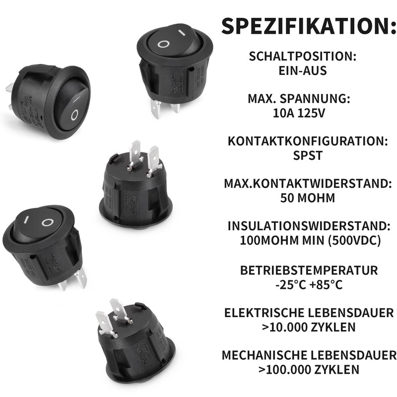 Toggle Switch 12 V Switch, Rocker Switch On/Off Lockable with