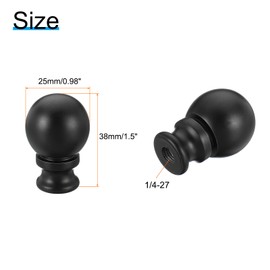 PATIKIL 1.5" Tall Aluminum Lamp Finials Cap Knob, 2Pcs Lamp Screw Holder Tapped 1/4-27 for Table and Floor Lamp Shade Decorations, Black