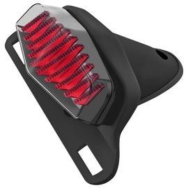 FATECIM Motorcycle LED Tail Light Integrated Running Brake Lamp & Turn Signals Blinkers with License Plate Bracket Lucas Style for Harley Bobber Chopper Cafe Racer Honda Kawasaki Suzuki Yamaha Black