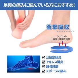 Insole Heel Pad Cushion Heel Shock Absorption Gel Heel Pad Left and Right Set Unisex Walking Standing Work Chic Rate (S: Fits 22cm-24.5cm)