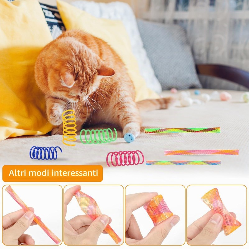 DGUSO 42Pcs Giocattoli a Molla e Tubo Colorati per Gatti
